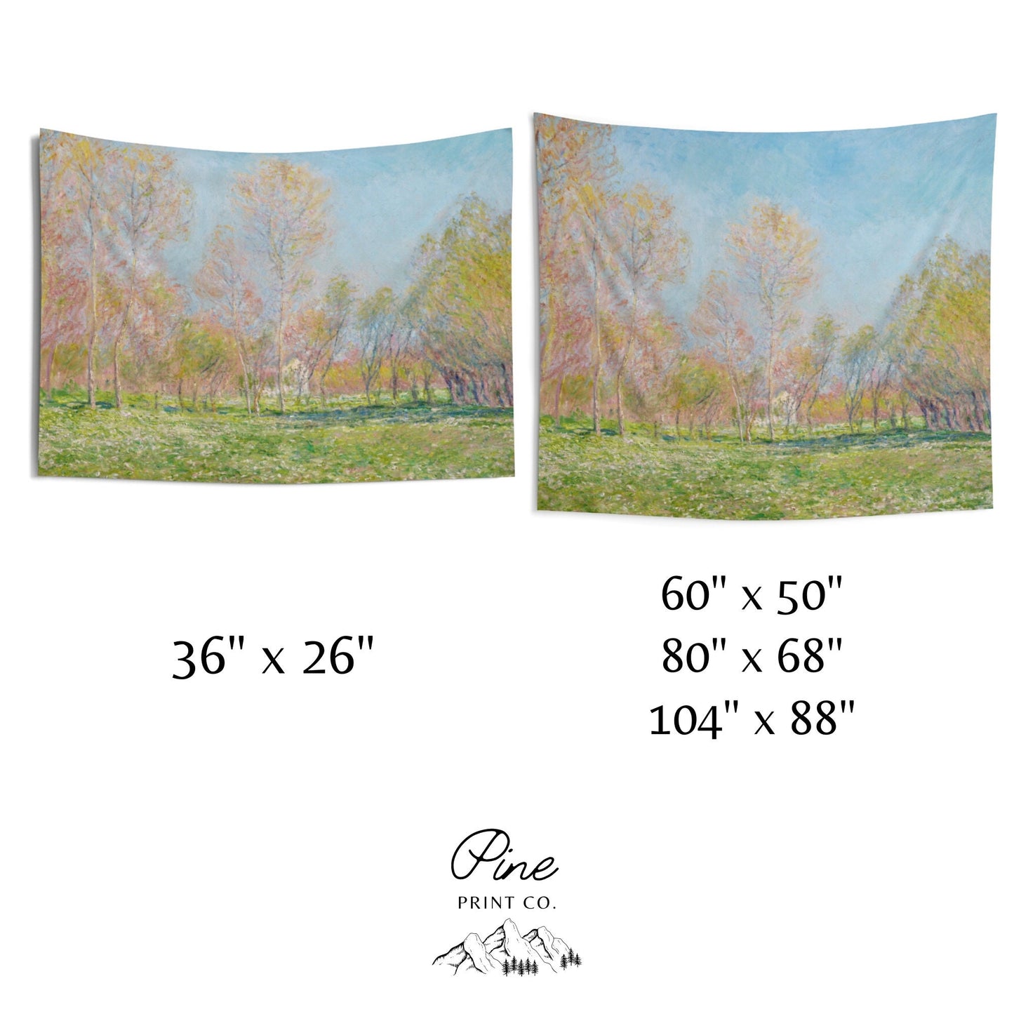 Claude Monet Painting Nature Tree Wall Tapestry