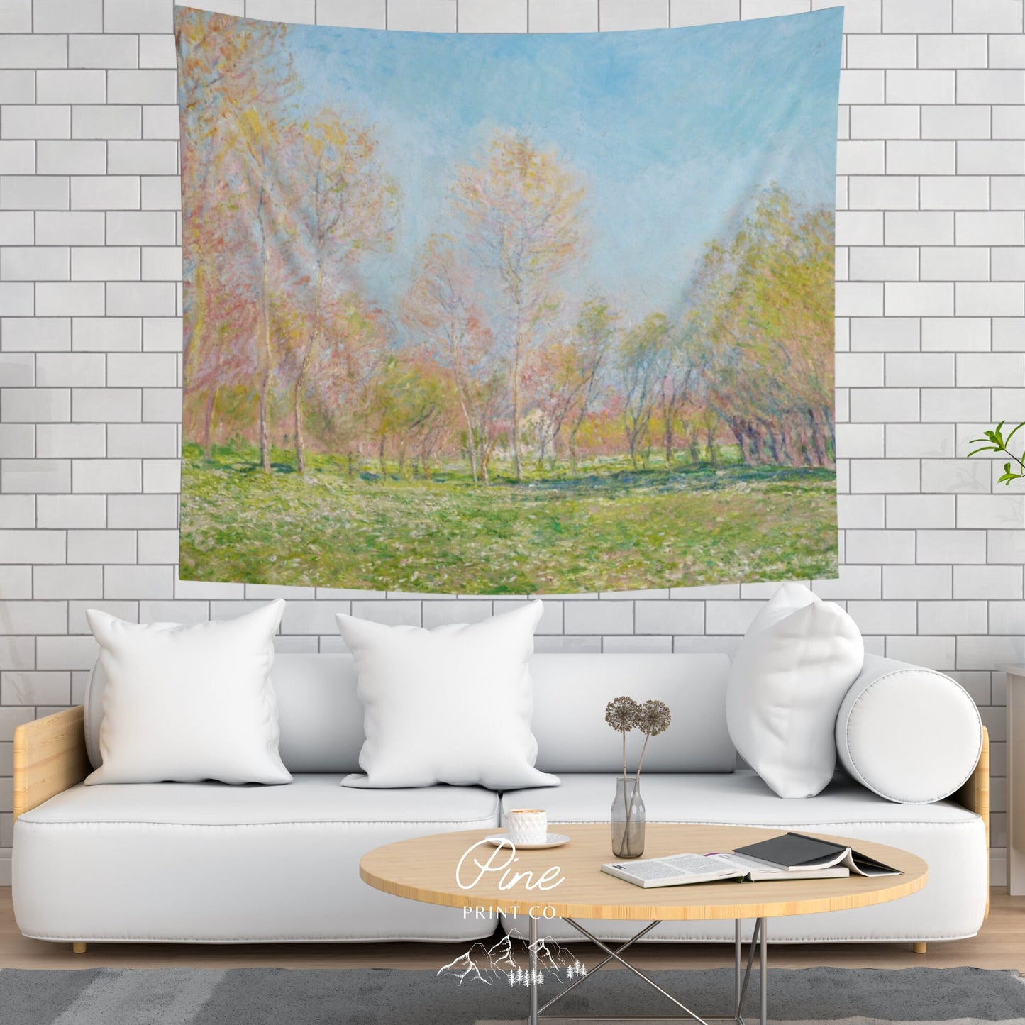 Claude Monet Painting Nature Tree Wall Tapestry