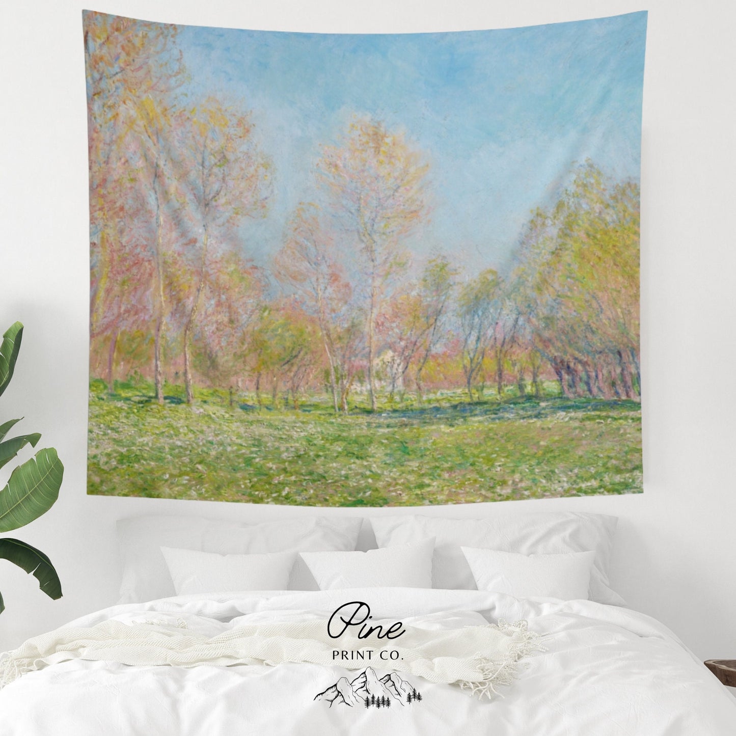 Claude Monet Painting Nature Tree Wall Tapestry