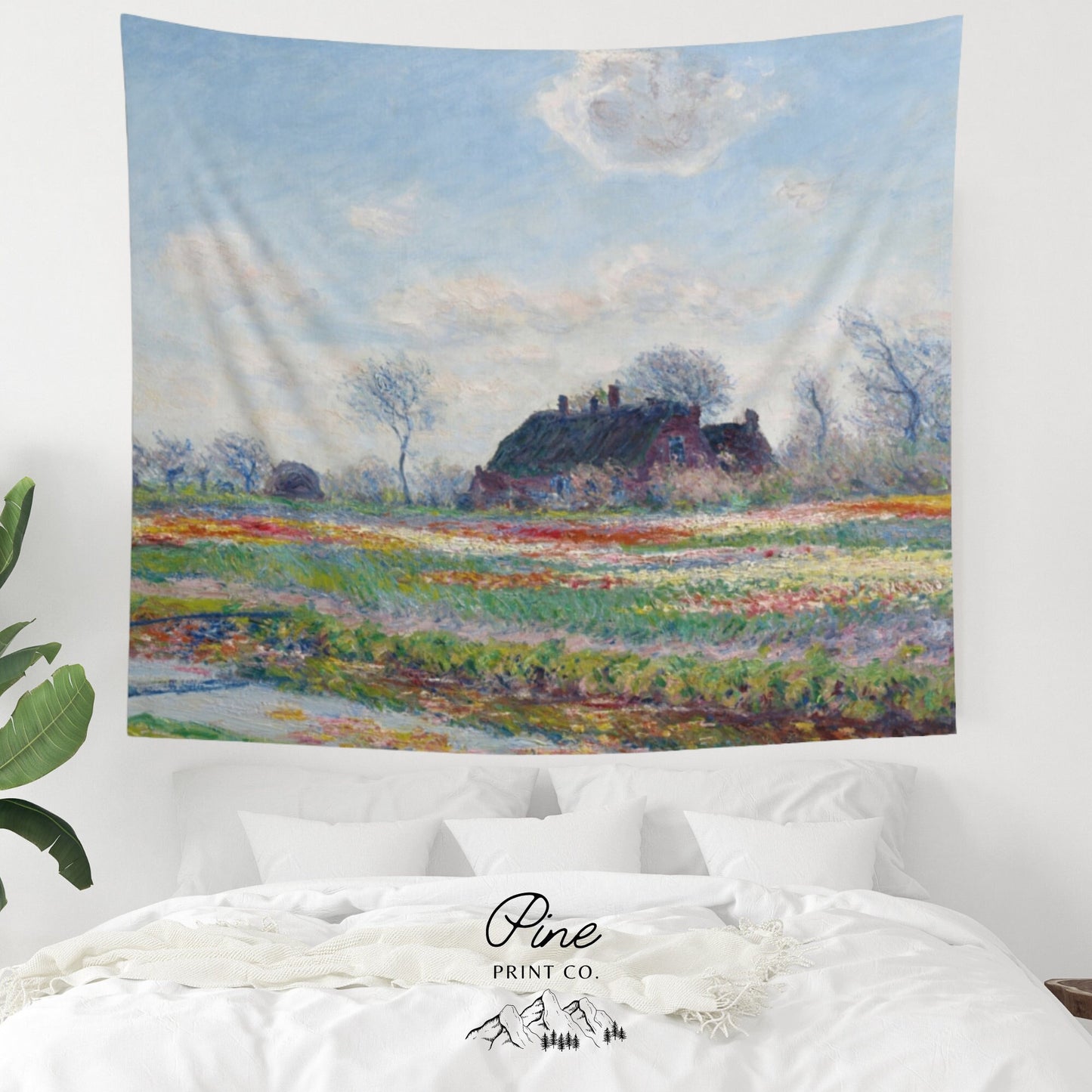 Claude Monet Tulip Field Painting Wall Tapestry