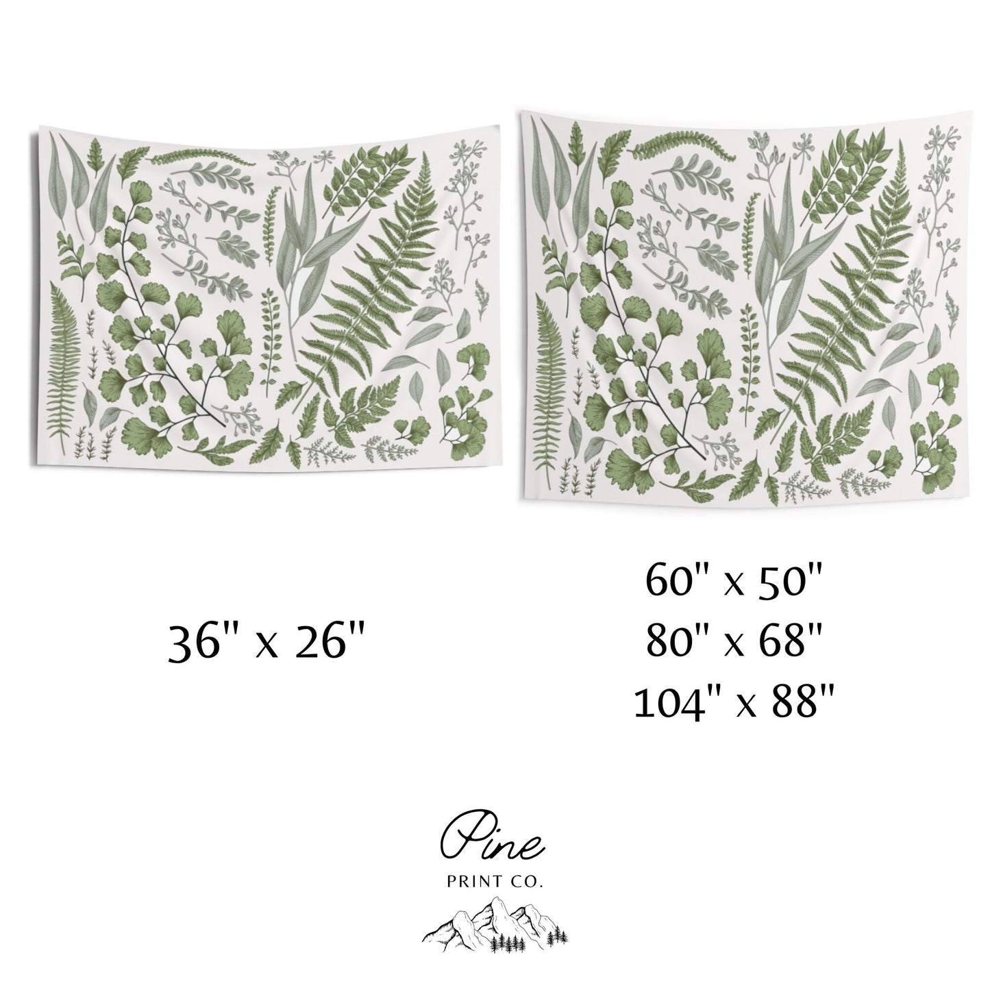 Botanical Nature Green Wall Tapestry