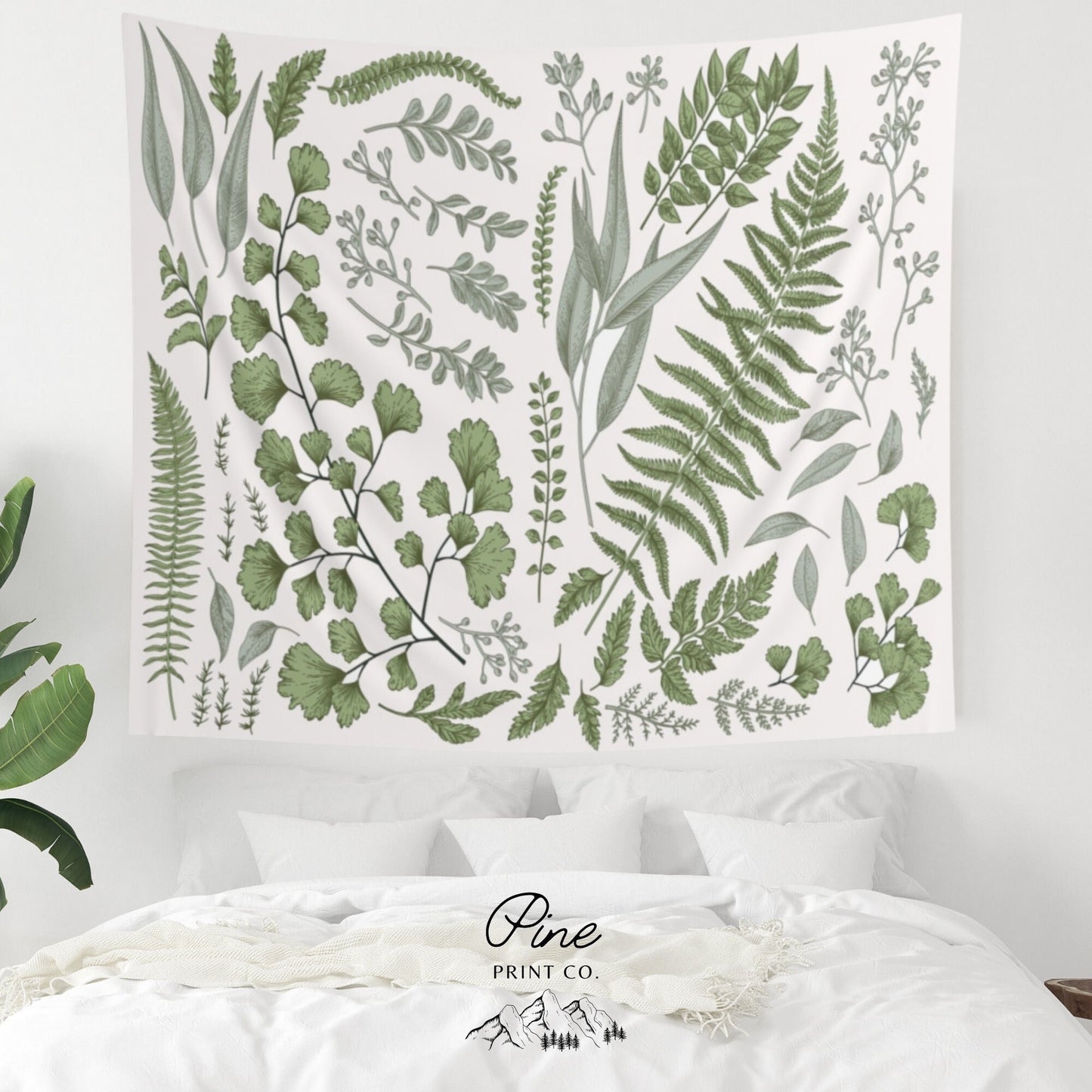 Botanical Nature Green Wall Tapestry