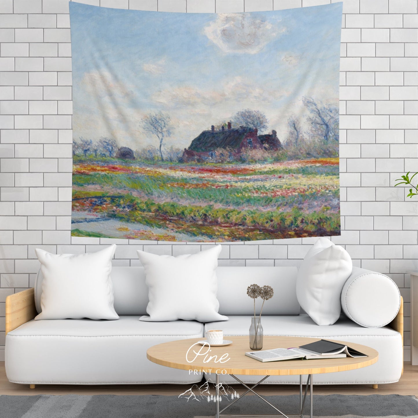 Claude Monet Tulip Field Painting Wall Tapestry