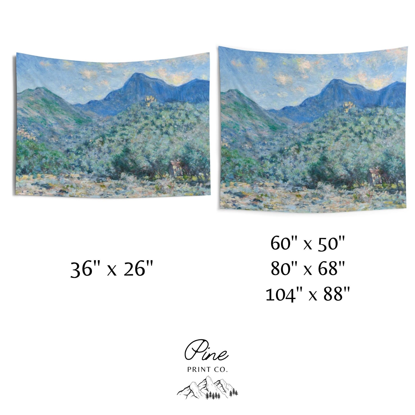 Claude Monet Blue Mountain Landscape Painting Fine Art Wall Tapestry