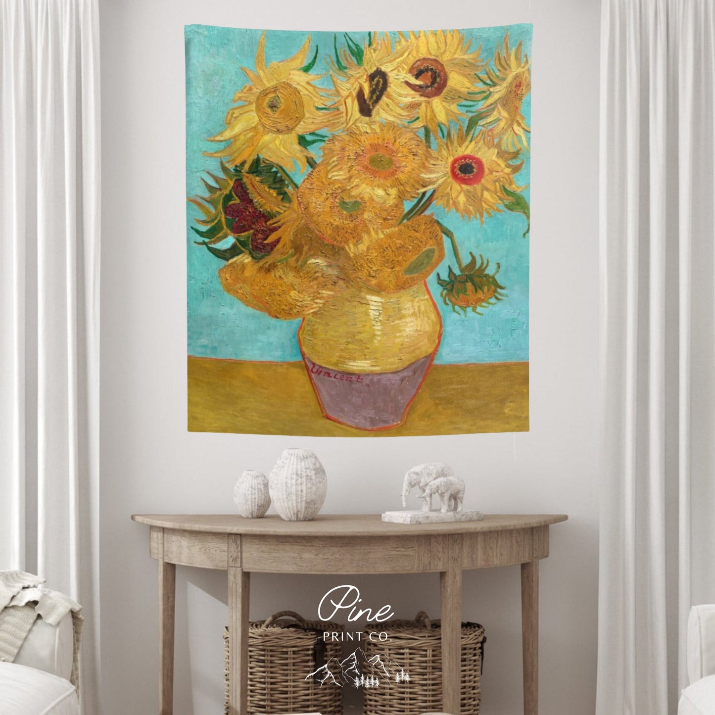 Vincent Van Gogh Yellow Sunflower Painting Wall Tapestry