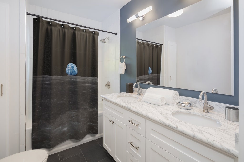 NASA Shower Curtain, Earth Photo, Moon Landing, Earth Decor, Space Shower, Space Bathroom, Space Decor, Astronomy Decor, NASA Decor