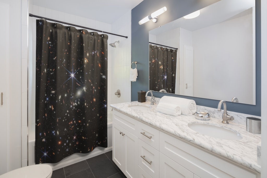 Space Shower Curtain, Black Shower Curtain, Star Shower Curtain, Webb Telescope, NASA Decor, Space Home Decor, NASA Photo, Astrophotography