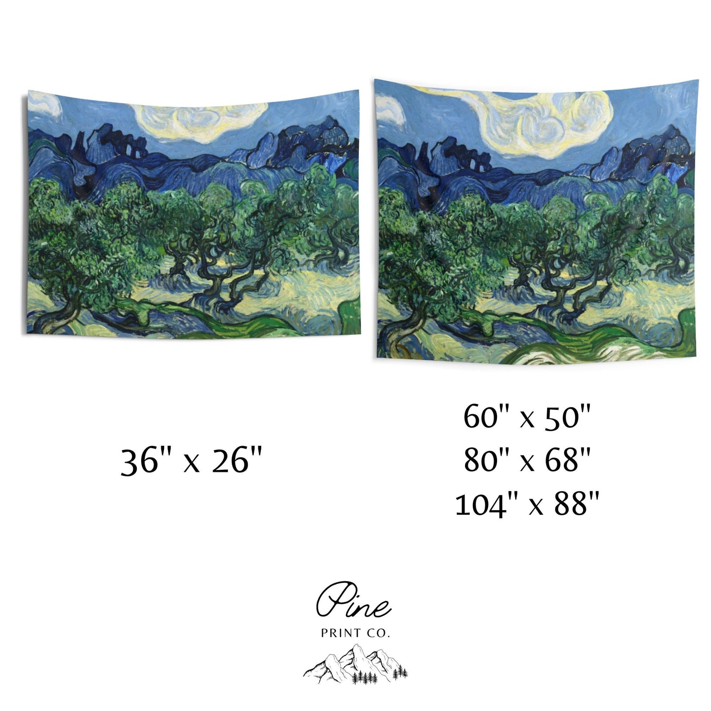 Vincent Van Gogh Blue Green Landscape Wall Tapestry