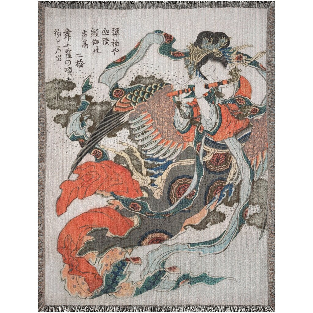 Japanese Blanket, Woven Blanket, Asian Blanket, Japanese Gift, Japanese Bedding, Cotton Blanket, Hokusai Painting, Vintage Blanket