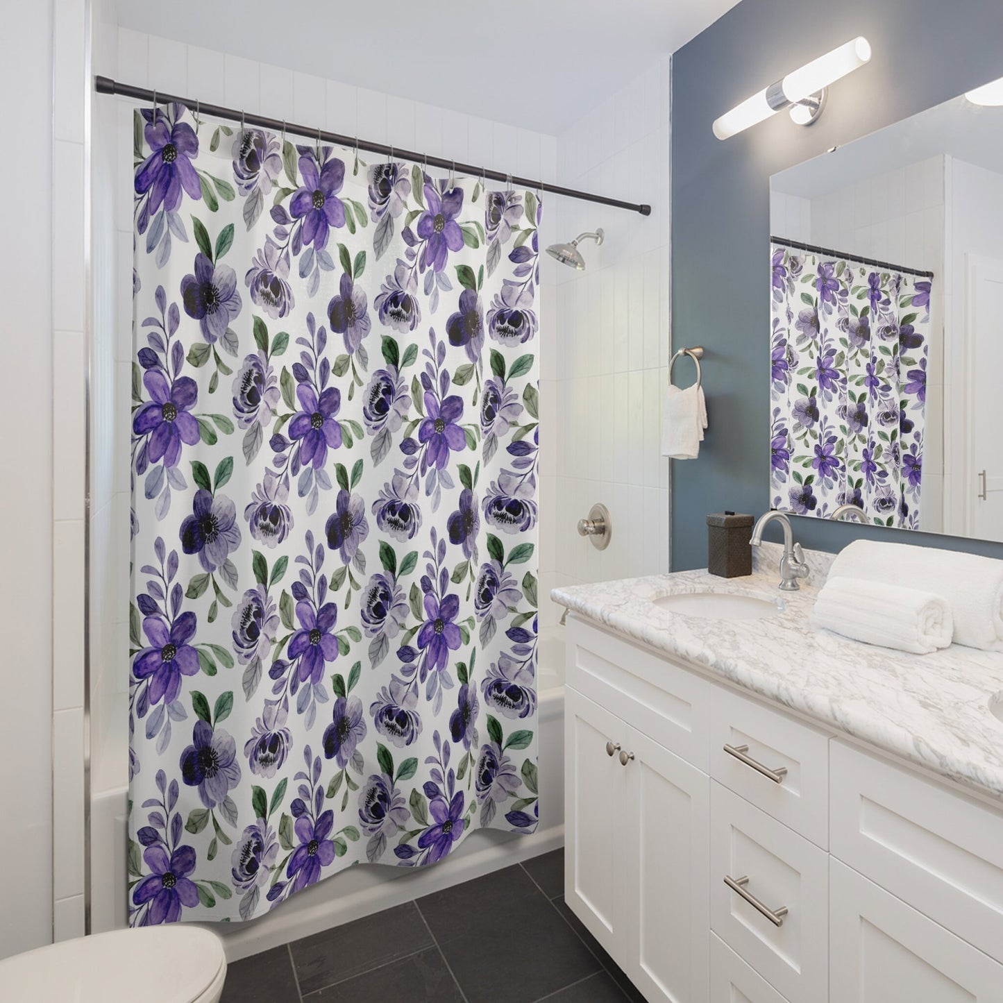 Purple Shower Curtain, Floral Shower Curtain, Purple Home Decor, Purple Bathroom, Purple Flowers, Nature Shower Curtain, Nature Bathroom