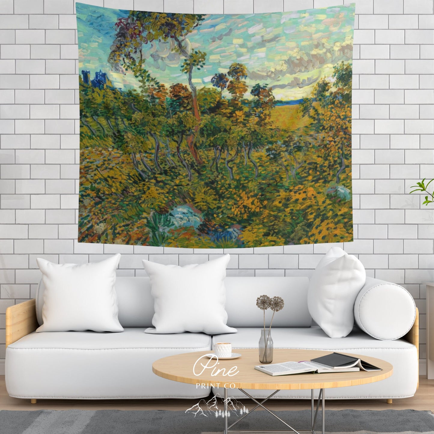 Vincent Van Gogh Landscape Painting Vintage Nature Fine Art Wall Tapestry