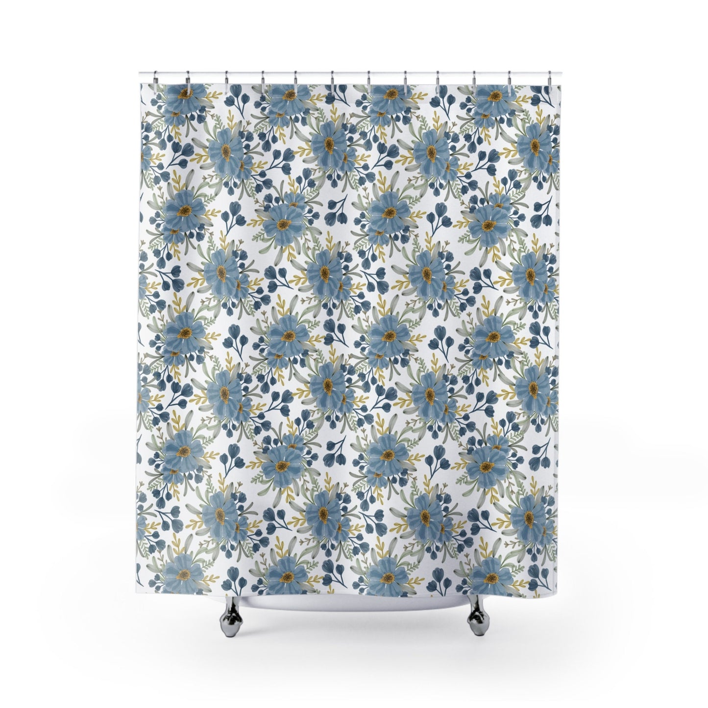 Blue Shower Curtain, Blue Watercolor, Watercolor Shower, Floral Shower Curtain, Blue Bathroom, Floral Bathroom, Boho Shower Curtain