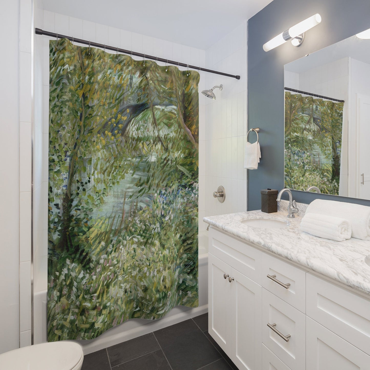 Van Gogh, Tree Shower Curtain, Art Bathroom, Green Shower Curtain, Van Gogh Painting, Vincent Van Gogh, Cypress Trees, Nature Bathroom