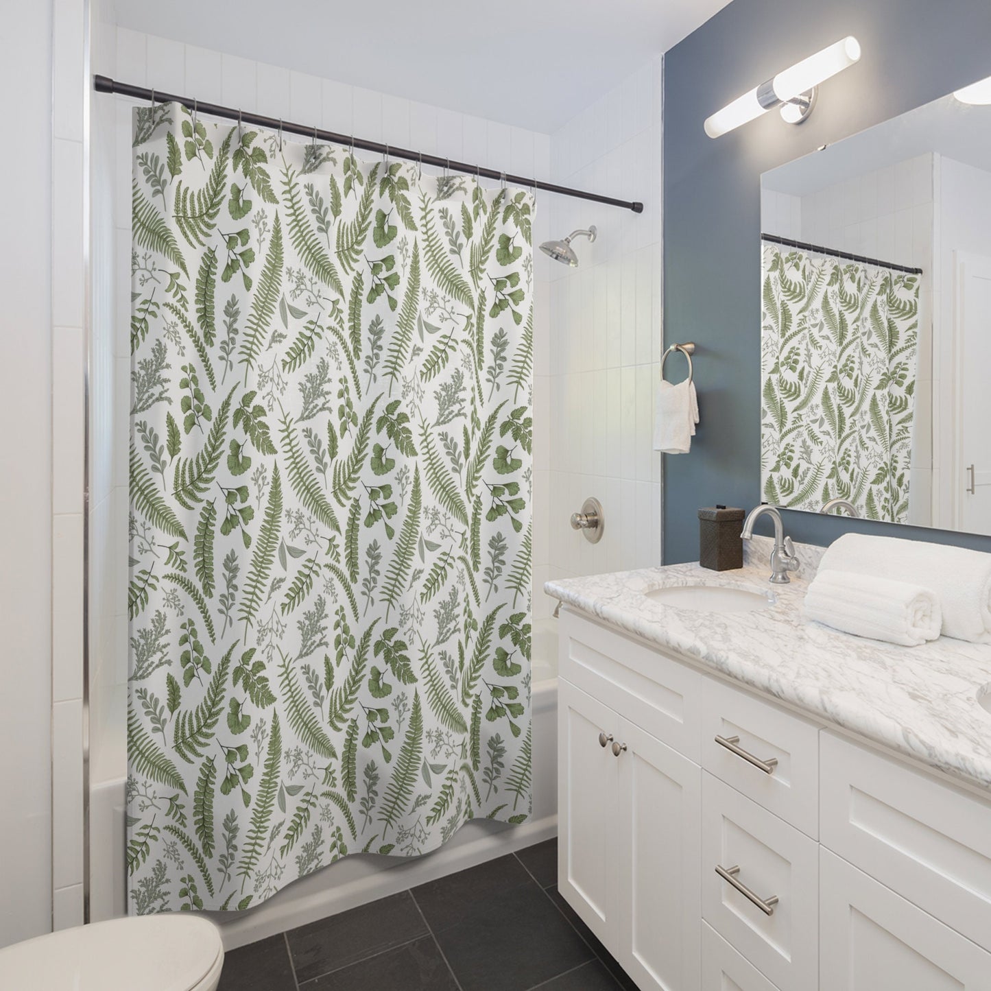 Green Shower Curtain, Plant Bathroom, Green Bathroom, Nature Decor, Botanical Decor, Green Home Decor, Boho Bathroom, Nature Bathroom