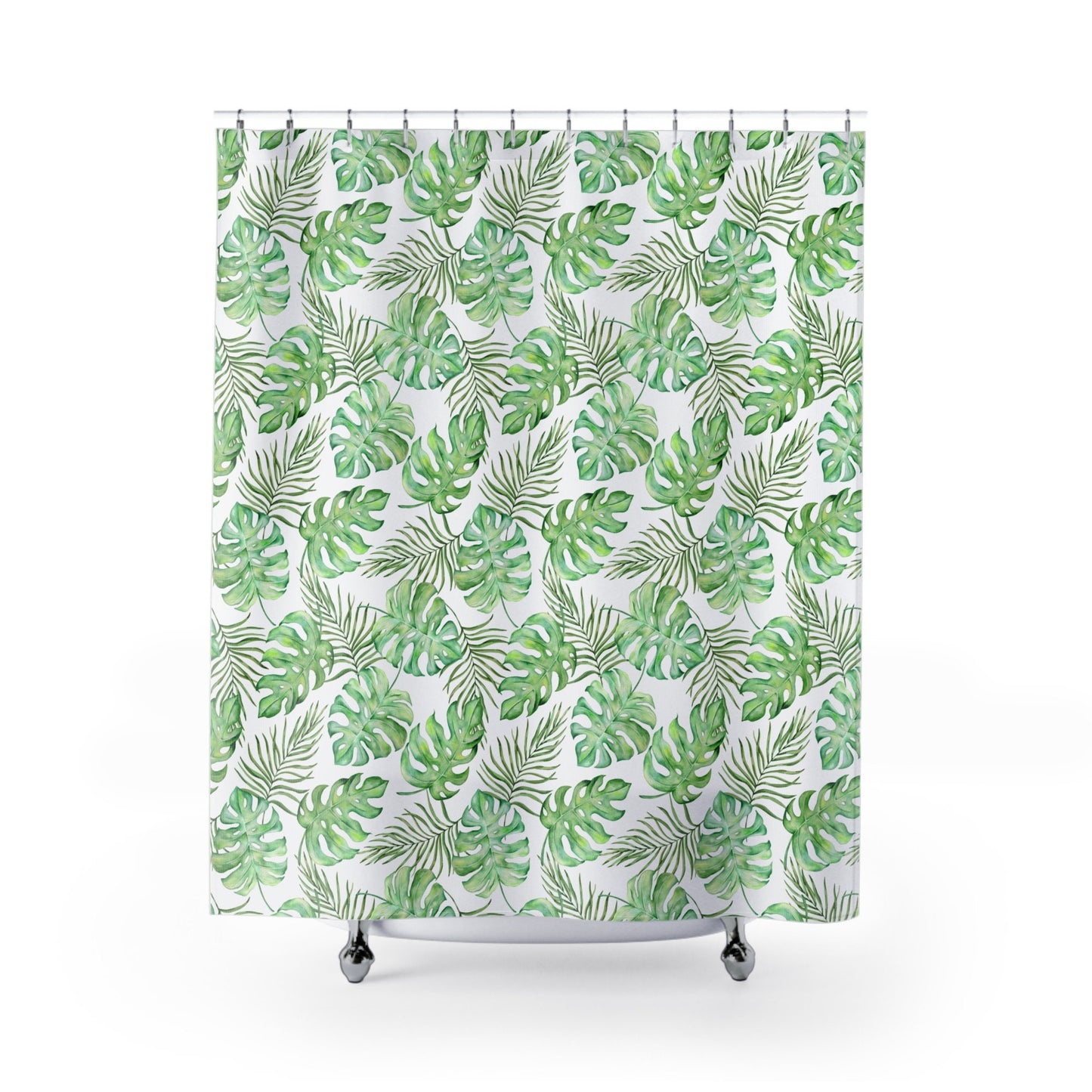 Green Shower Curtain, Plant Bathroom, Green Bathroom, Tropical Curtain, Nature Decor, Botanical Decor, Green Decor, Tropical Bathroom