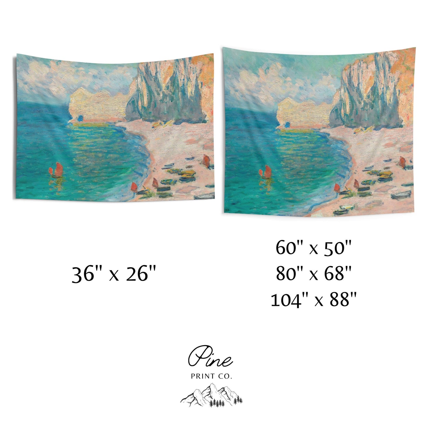 Claude Monet Vintage Beach Ocean Painting Wall Tapestry