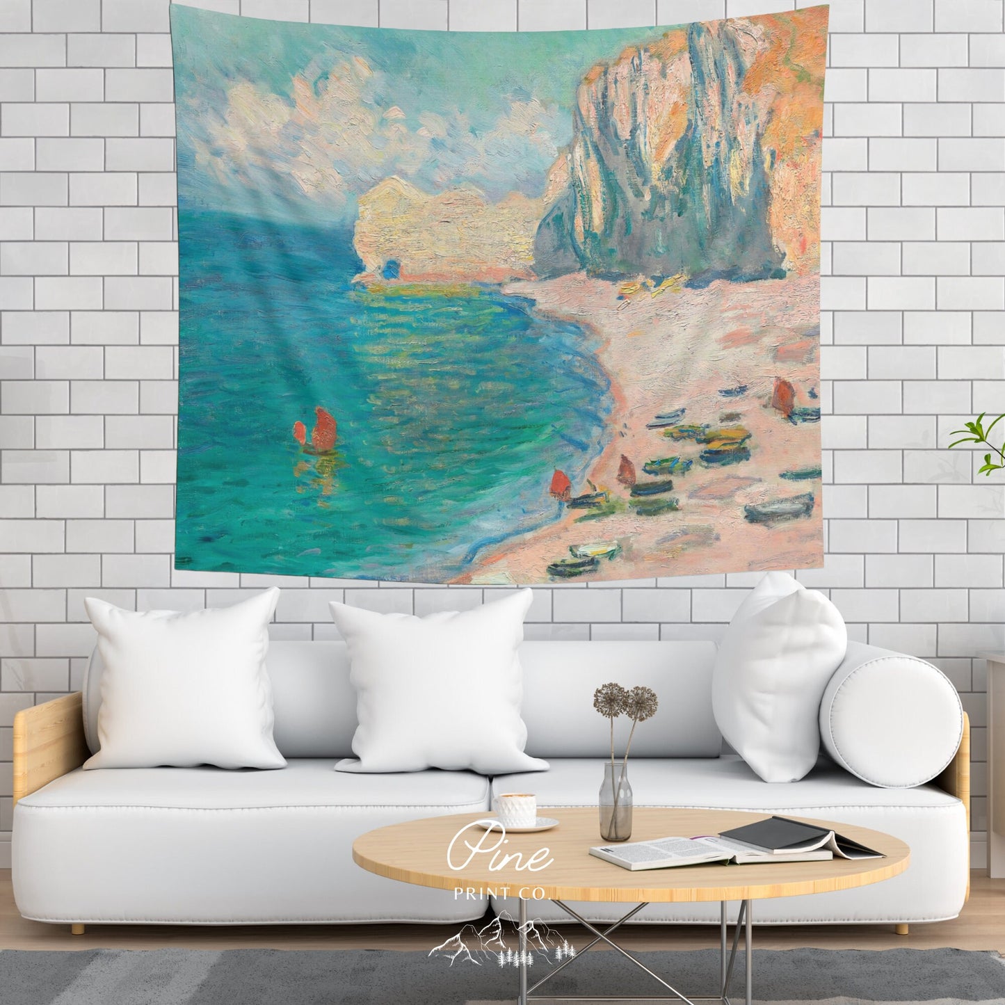 Claude Monet Vintage Beach Ocean Painting Wall Tapestry