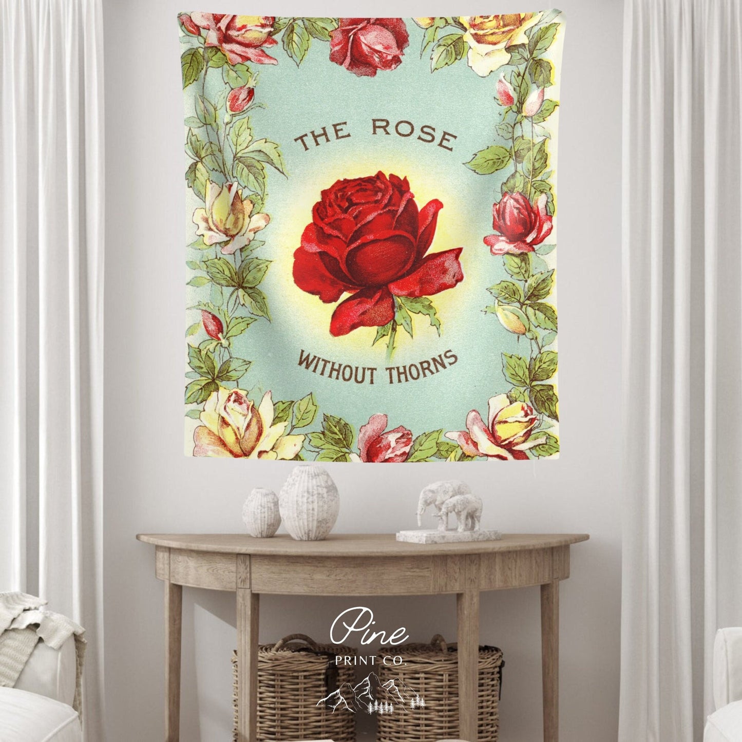 Vintage Rose Wall Tapestry