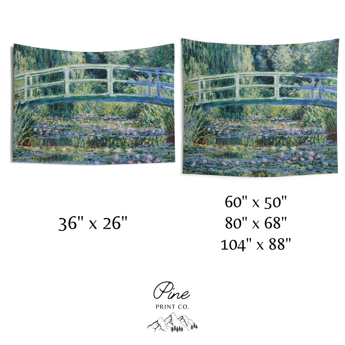 Claude Monet Water Lilies Painting Botanical Green Nature Vintage Fine Art Wall Tapestry