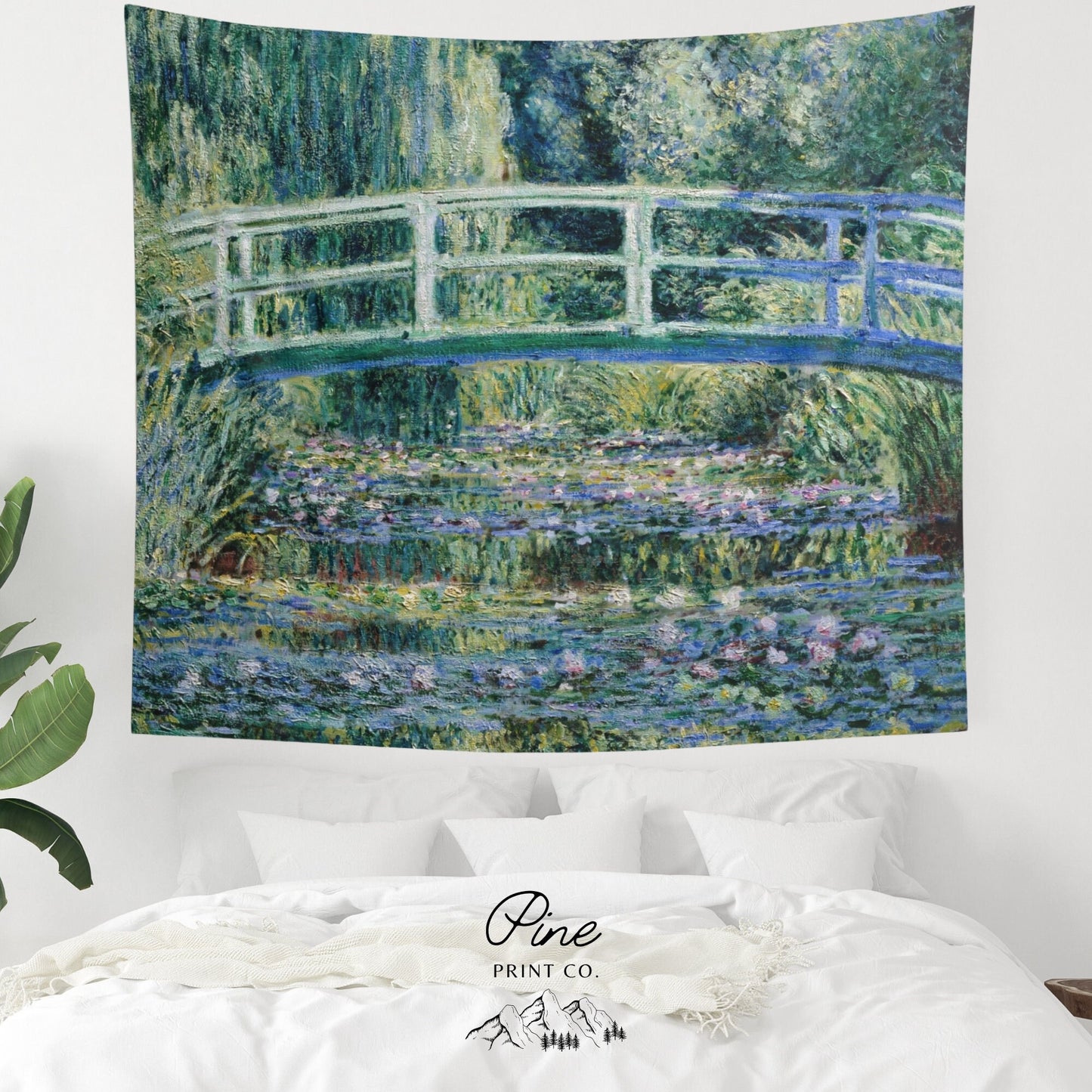 Claude Monet Water Lilies Painting Botanical Green Nature Vintage Fine Art Wall Tapestry