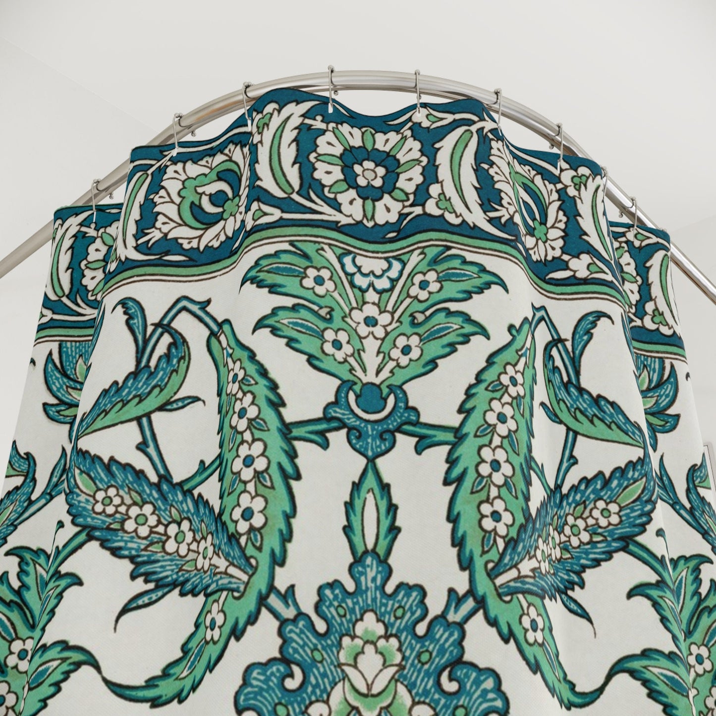 Arabian Shower Curtain, Green Blue Shower Curtain, Teal Bathroom, Green Bathroom, Botanical Decor, Floral Bathroom, Green Nature Pattern