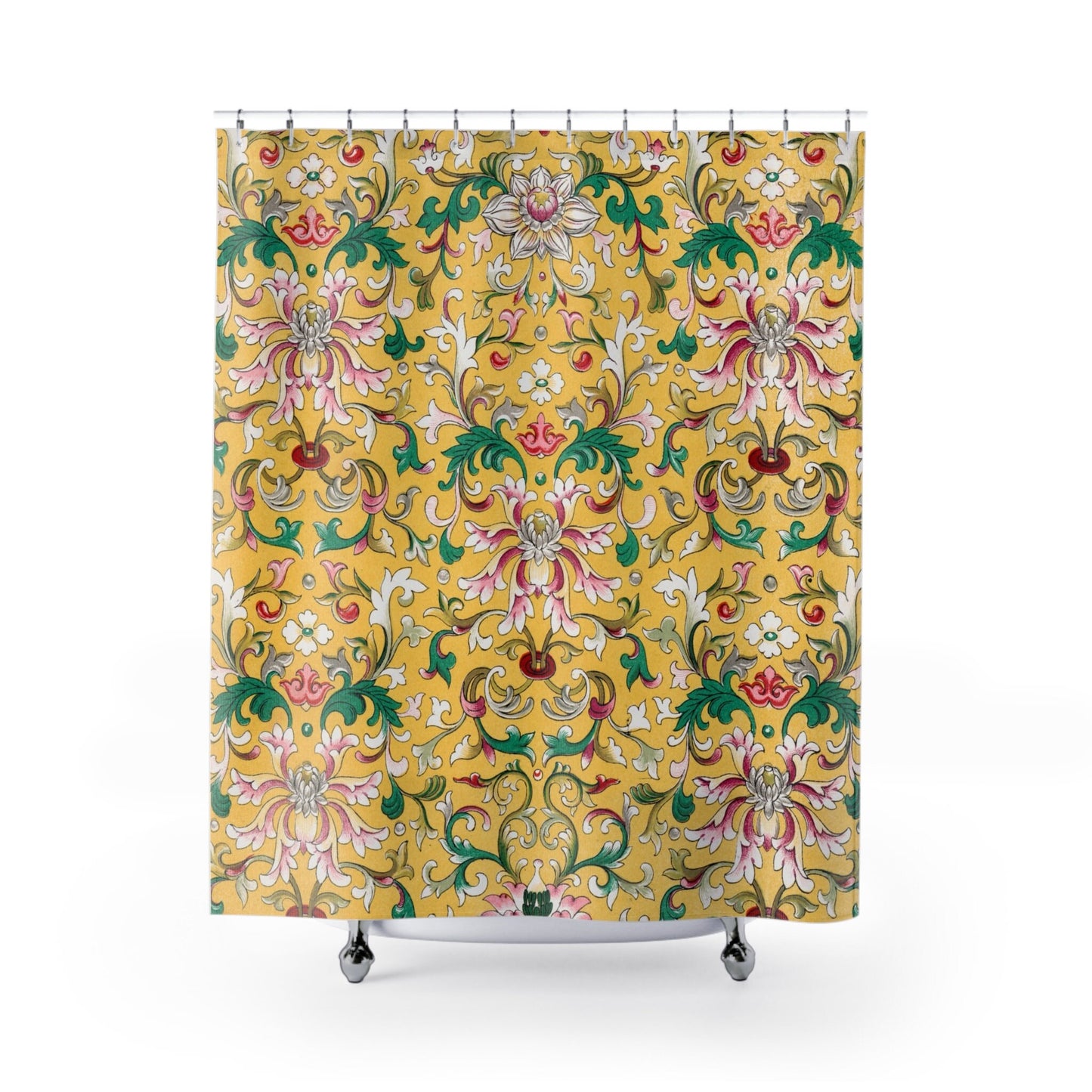 Yellow Shower Curtain, Floral Bathroom, Floral Curtain, Yellow Bathroom, Nature Bathroom, Botanical Decor, Daisy Decor, Flower Home Decor