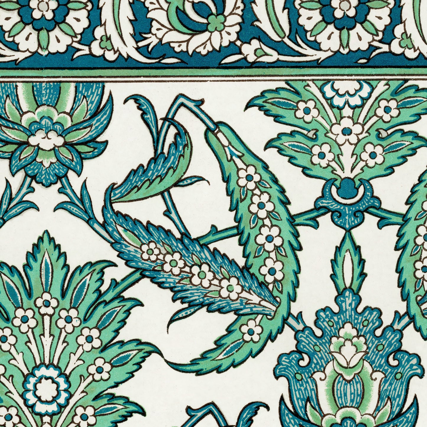 Arabian Shower Curtain, Green Blue Shower Curtain, Teal Bathroom, Green Bathroom, Botanical Decor, Floral Bathroom, Green Nature Pattern