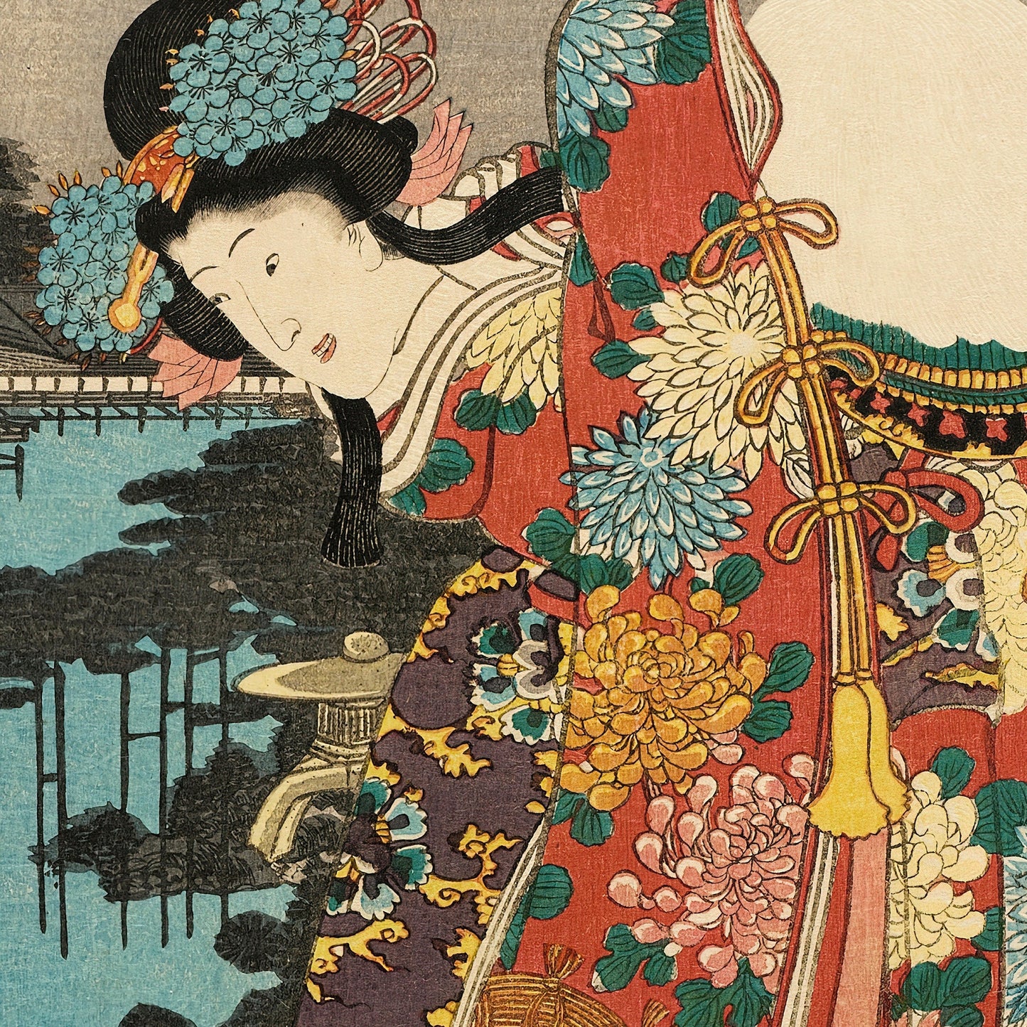 Japanese Geisha Utamaro Kitagawa Wall Tapestry