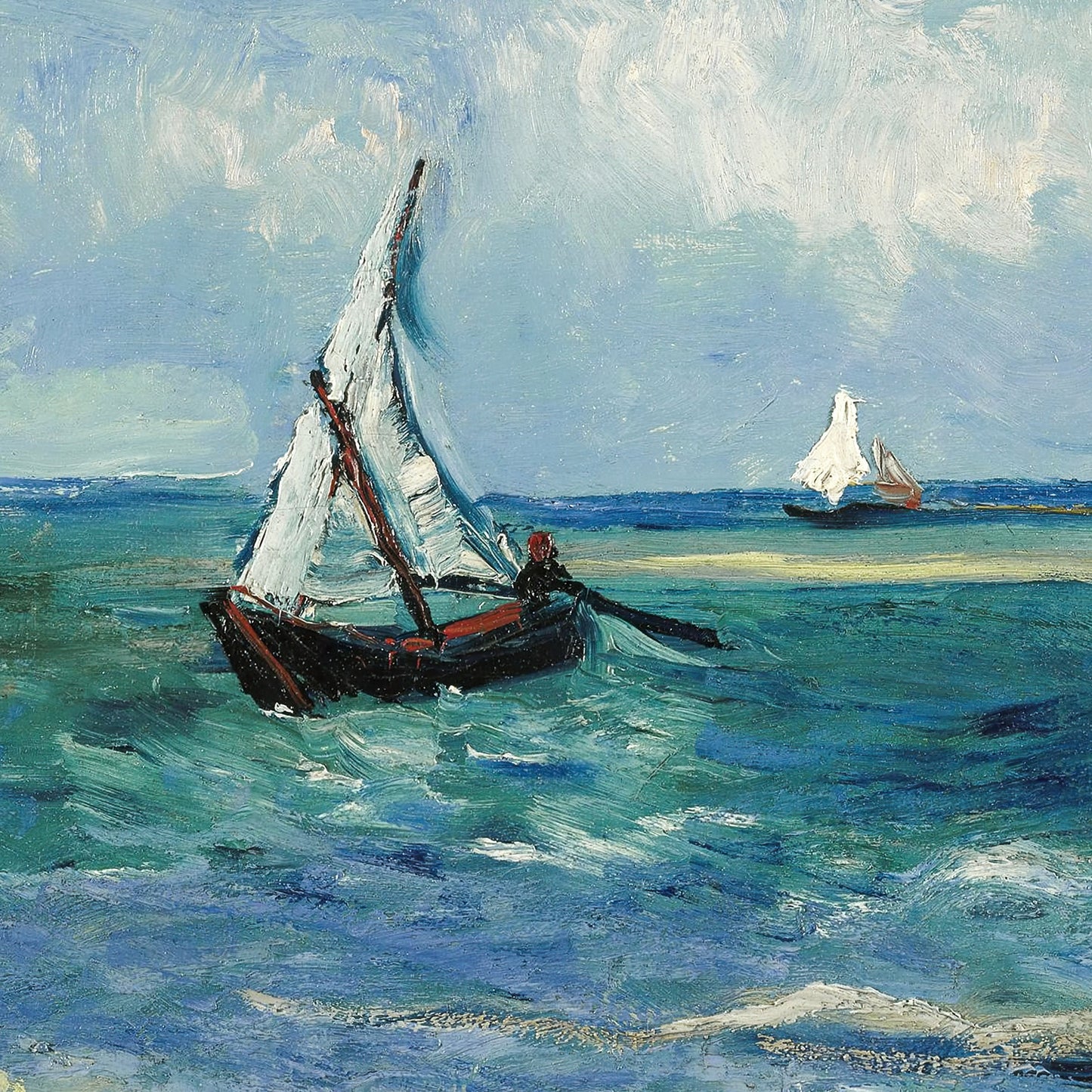 Sailboat Decor, Van Gogh Shower Curtain, Ocean Shower Curtain, Sailboat Bathroom, Ocean Bathroom, Van Gogh Painting, Blue Shower Curtain