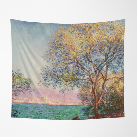 a painting of a tree and a body of water