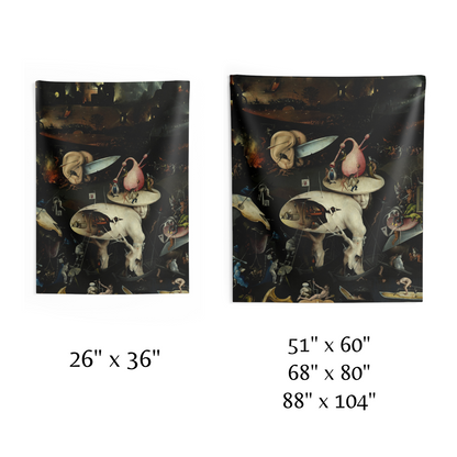 two pictures of a dog with mushrooms on it