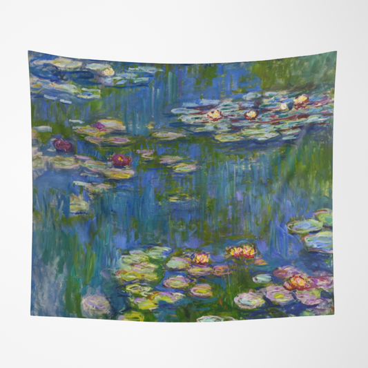 a painting of water lilies and lily pads