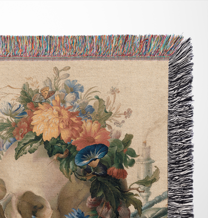 Floral Skull Woven Blanket