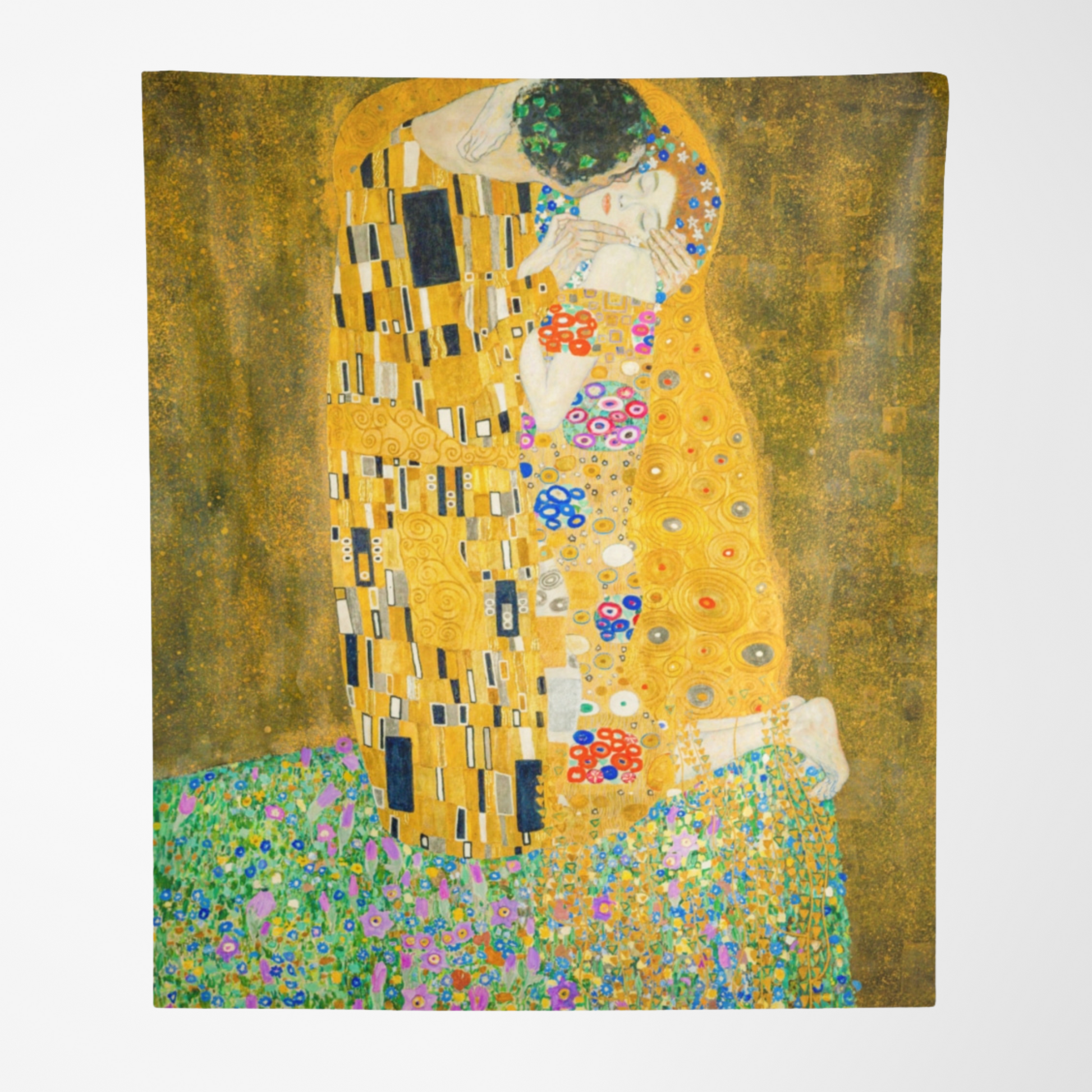 a painting of a woman hugging a man
