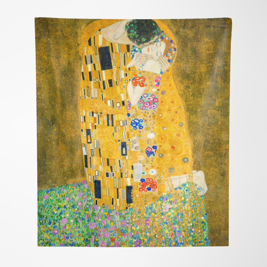 a painting of a woman hugging a man