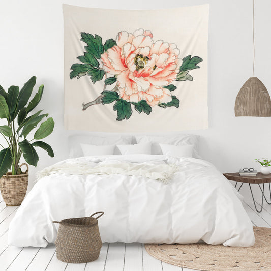 Vintage Pink Rose Painting Wall Tapestry