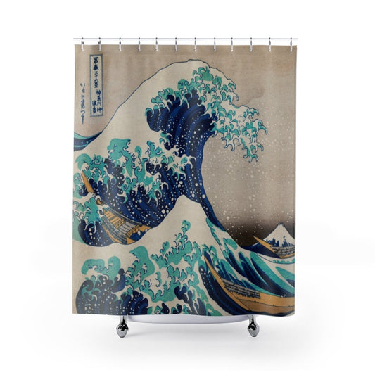 Japanese Shower Curtain, Ocean Shower Curtain, Great Wave Kanagawa, Japanese Decor, Japanese Woodblock, Asian Shower Curtain, Vintage Japan