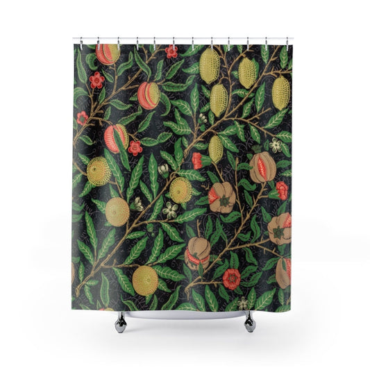 Black Shower Curtain, Fruit Shower Curtain, Vintage Shower Curtain, Lemon Bathroom, Fruit Bathroom, Vintage Bathroom, Black Bathroom