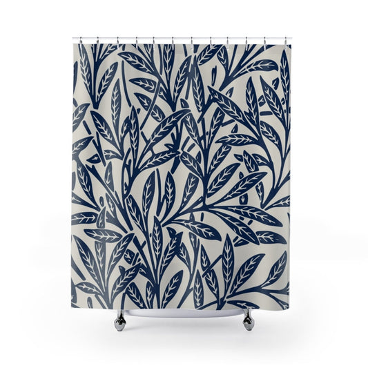 Botanical Shower Curtain, Blue Shower Curtain, Plant Bathroom, Botanical Bathroom, Blue Bathroom Decor, William Morris, Plant Shower