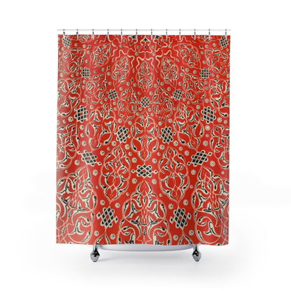 Boho Shower Curtain, Mandala Shower Curtain, Turkish Decor, Turkish Pattern, Red Bathroom, Red Curtain, Red Shower Curtain, Red Decor