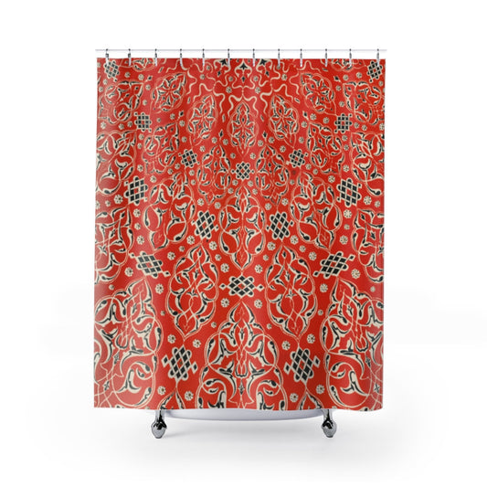 Boho Shower Curtain, Mandala Shower Curtain, Turkish Decor, Turkish Pattern, Red Bathroom, Red Curtain, Red Shower Curtain, Red Decor