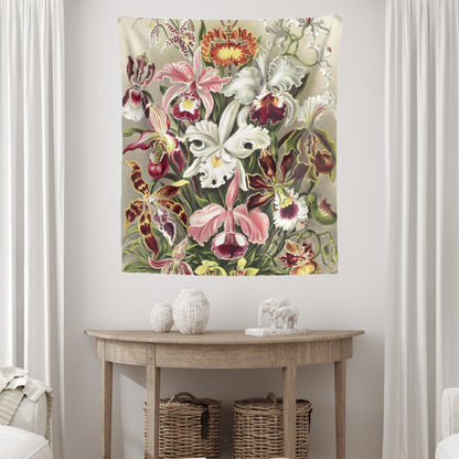 Pink Floral Orchid Ernst Haeckel Painting Vintage Botanical Fine Art Tapestry