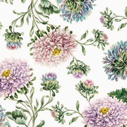 Floral Shower Curtain, Purple Shower Curtain, White Shower Curtain, Dahlia Flower, Boho Bathroom, Purple Bathroom, Botanical Bathroom