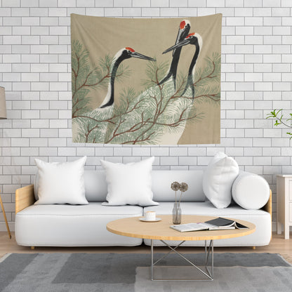 Japanese Crane Painting Wall Tapestry