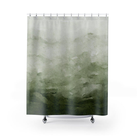 Green Shower Curtain, Green Bathroom Decor, Forest Green Decor, Green Ombre Decor, Watercolor Shower Curtain, Boho Shower Curtain