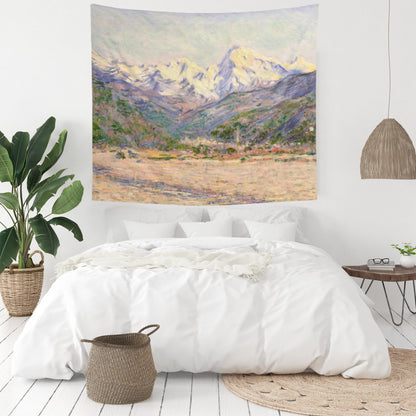 Claude Monet Mountain Painting Wall Tapestry