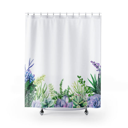 Cactus Shower Curtain, Succulent Shower, Succulent Decor, Purple Shower Curtain, Botanical Bathroom, Plant Shower Curtain, Cactus Bathroom
