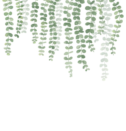 Botanical Shower Curtain, Eucalyptus Bathroom, Plant Shower Curtain, White Shower Curtain, Minimalist Shower Curtain, Green White Bathroom