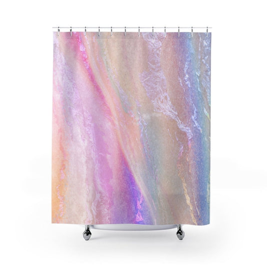 Rainbow Shower Curtain, Holographic Shower Curtain, Rainbow Bathroom, Rainbow Decor, Colorful Bathroom, Pink Bathroom, Rainbow Bath