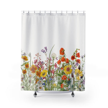 Floral Shower Curtain, Botanical Bathroom, Floral Bathroom, Sunflower Decor, Nature Bathroom, Boho Bathroom, Flower Bathroom